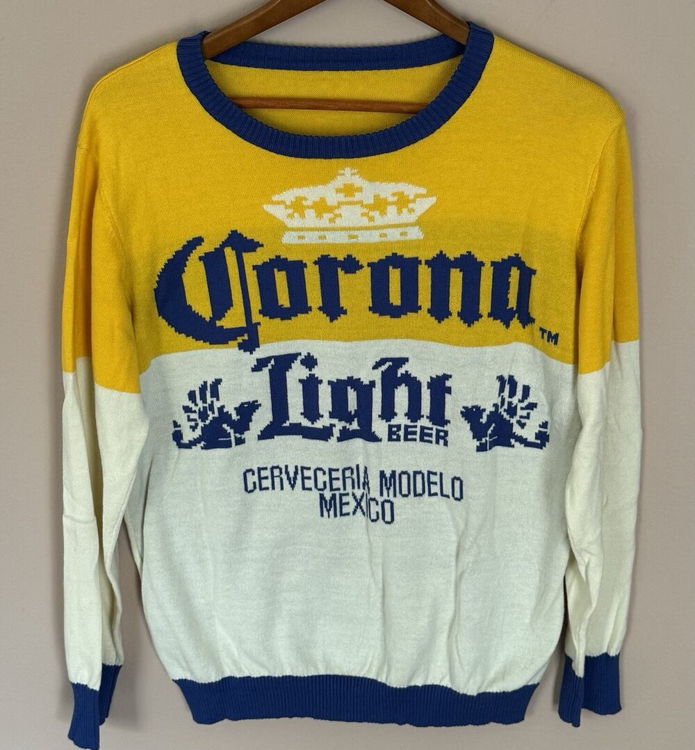 Corona Light Beer Pullover Sweater L Blue White